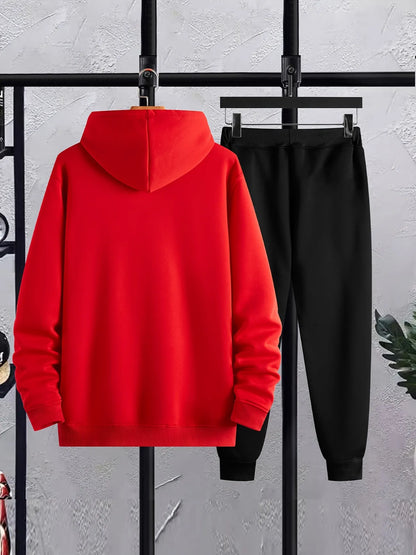 Mens Hoodie and Pants Set by Tee Tall - MHPSTT11 - Red Black