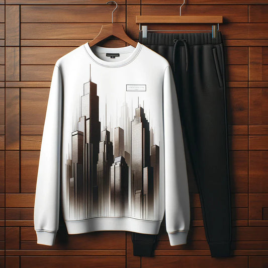 Mens Sweatshirt and Pants Set by Tee Tall - MSPSTT52 - White Black