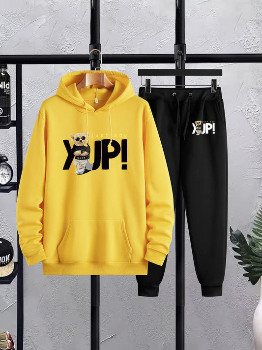 Mens Hoodie and Pants Set by Tee Tall - MHPSTT2 - Yellow Black