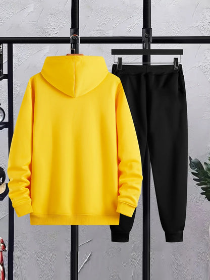 Mens Hoodie and Pants Set by Tee Tall - MHPSTT2 - Yellow Black