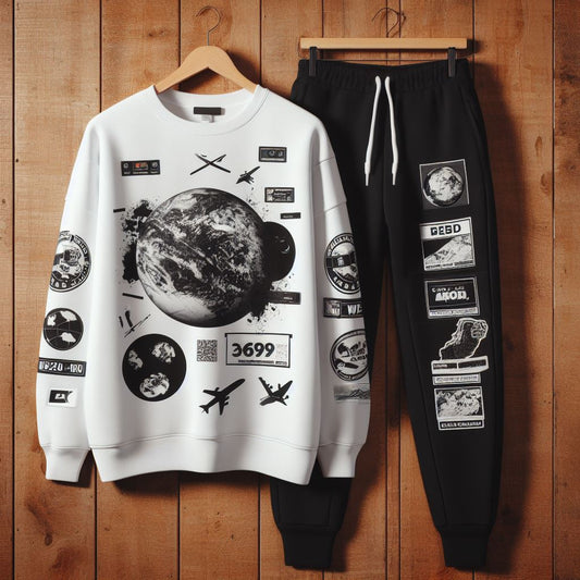 Mens Sweatshirt and Pants Set by Tee Tall - MSPSTT98 - White Black