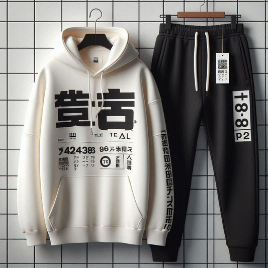 Mens Hoodie and Pants Set by Tee Tall - MHPSTT59 - White Black