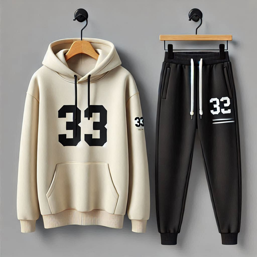 Mens Hoodie and Pants Set by Tee Tall - MHPSTT94 - Cream Black