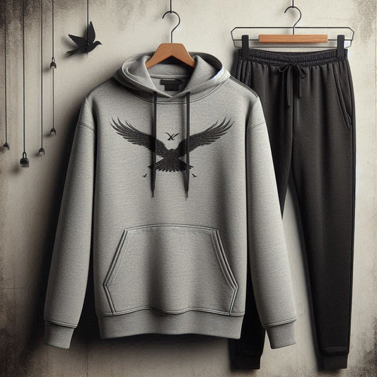 Mens Hoodie and Pants Set by Tee Tall - MHPSTT81 - Grey Black