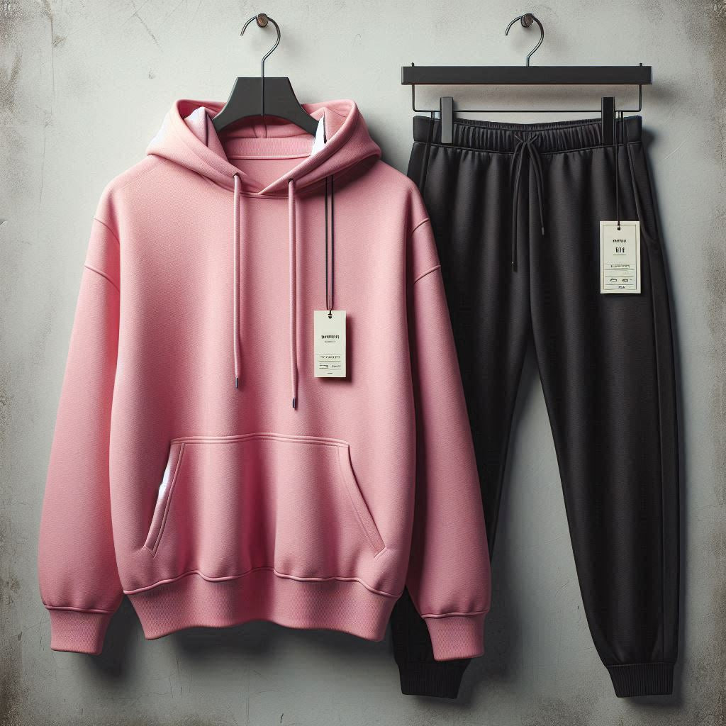 Mens Plain Hoodie and Pants Set by Tee Tall - MPHPSET1 - Pink Black