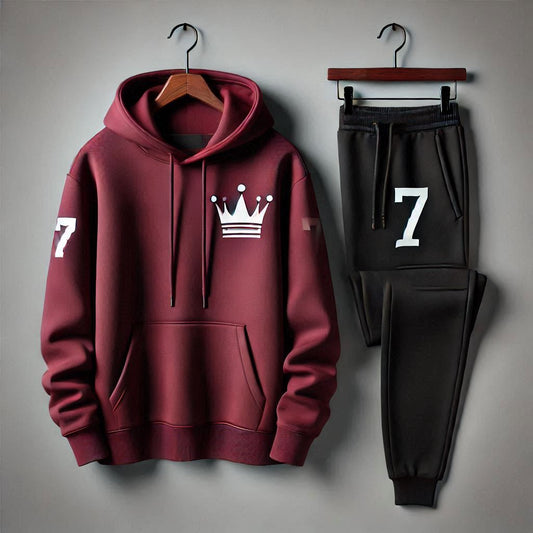 Mens Hoodie and Pants Set by Tee Tall - MHPSTT107 - Maroon Black