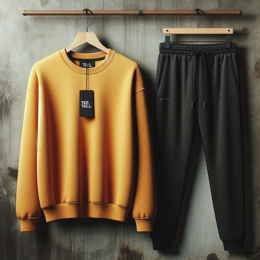 Mens Sweatshirt and Pants Set by Tee Tall - MSPSPLTT1 - Mustard Yellow Black