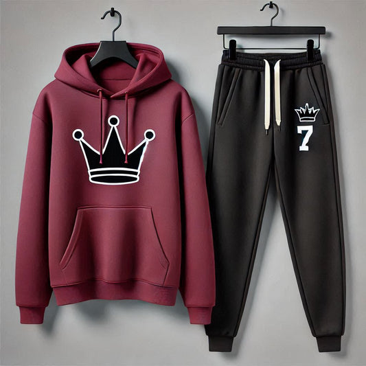 Mens Hoodie and Pants Set by Tee Tall - MHPSTT106 - Maroon Black