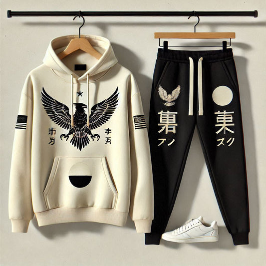 Mens Hoodie and Pants Set by Tee Tall - MHPSTT101 - Cream Black