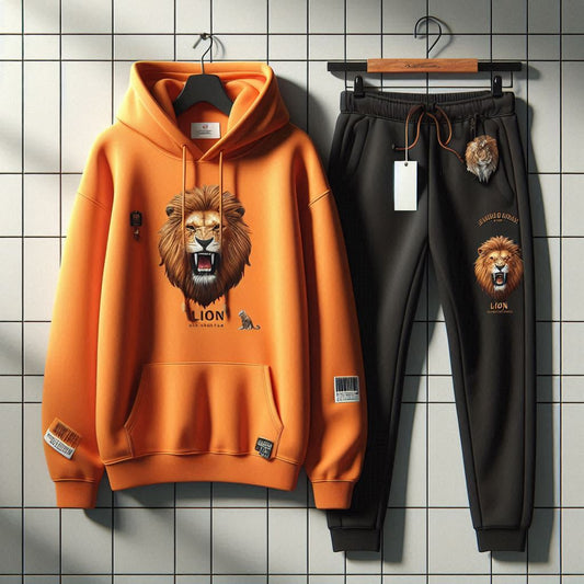 Mens Hoodie and Pants Set by Tee Tall - MHPSTT56 - Orange Black