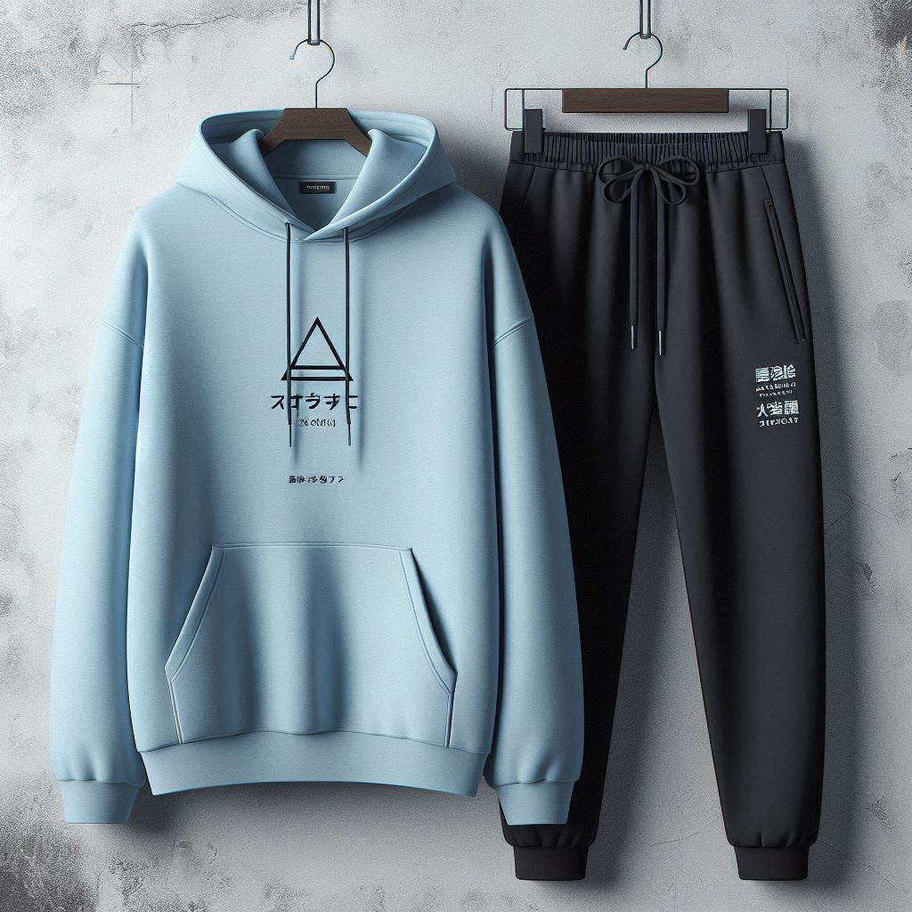 Mens Hoodie and Pants Set by Tee Tall - MHPSTT90 - Light Blue Black