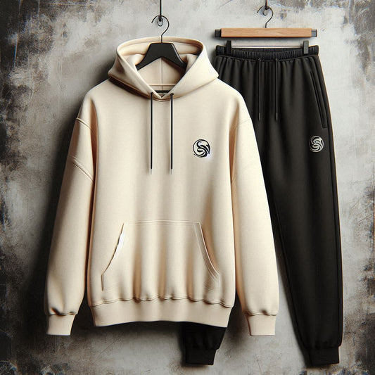 Mens Hoodie and Pants Set by Tee Tall - MHPSTT112 - Cream Black