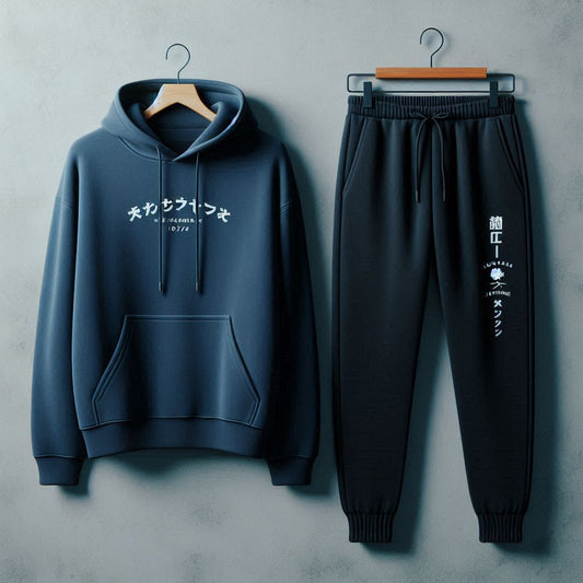 Mens Hoodie and Pants Set by Tee Tall - MHPSTT88 - Navy Blue Black