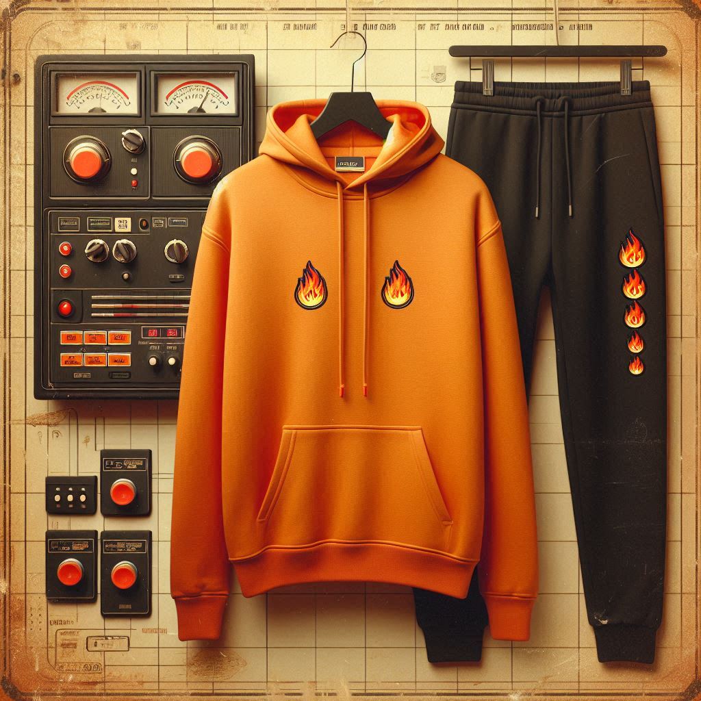 Mens Hoodie and Pants Set by Tee Tall - MHPSTT55 - Orange Black