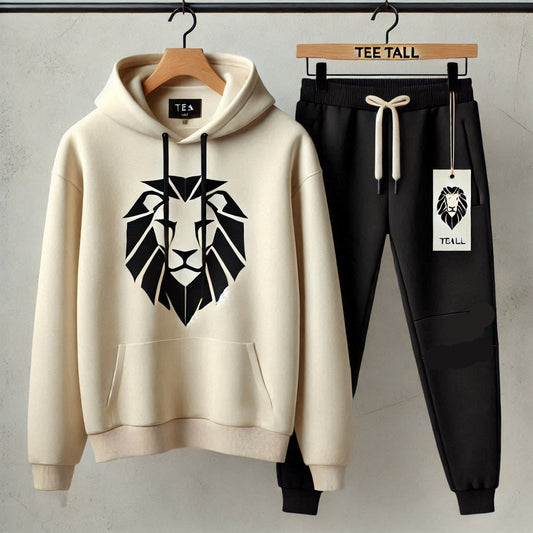 Mens Hoodie and Pants Set by Tee Tall - MHPSTT97 - Cream Black