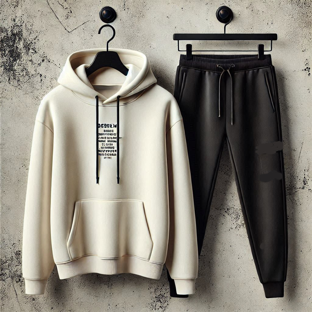 Mens Hoodie and Pants Set by Tee Tall - MHPSTT99 - Cream Black