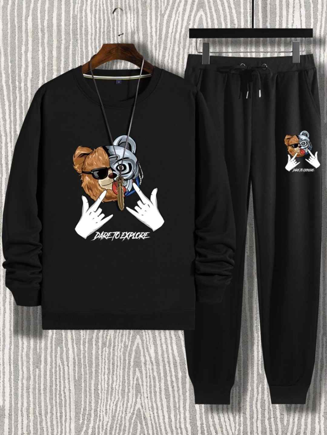 Mens Sweatshirt and Pants Set by Tee Tall - MSPSTT12 - Black Black