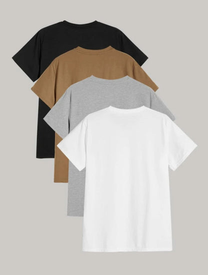 Mens 4 Plain Round Neck T-Shirt Bundle M4PTBU2