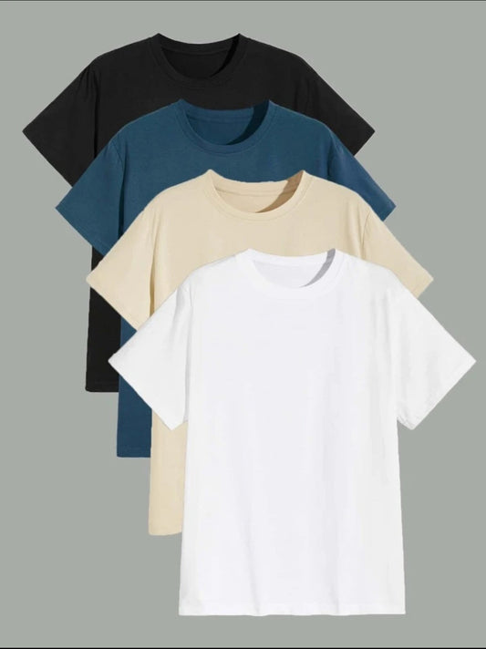 Mens 4 Plain Round Neck T-Shirt Bundle M4PTBU4