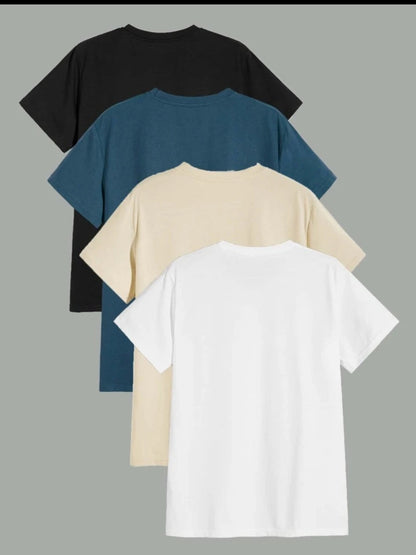 Mens 4 Plain Round Neck T-Shirt Bundle M4PTBU4