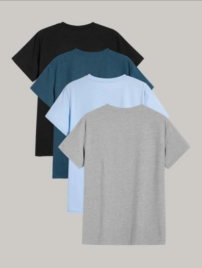 Mens 4 Plain Round Neck T-Shirt Bundle M4PTBU3