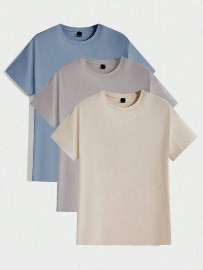 Mens 3 Plain Round Neck T-Shirt Bundle M3PTBU11